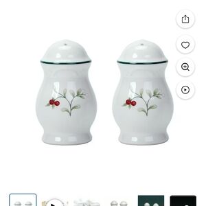 Pfaltzgraff White and Green Canisters with Red Berry Design